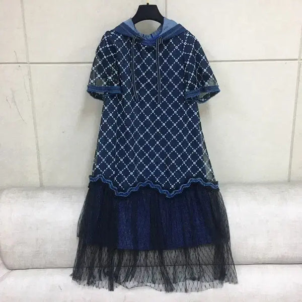 [BUNJANG] Ozzie Coen Denim + Lace Hooded Dress / 한섬 오즈세컨 정품  데님 +레이스 후드 원피스