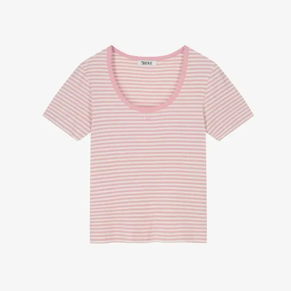 [BUNJANG] Grove SAND T-Shirt Pink Stripe / 그로브 SAND T-SHIRT 핑크 스트라이프티