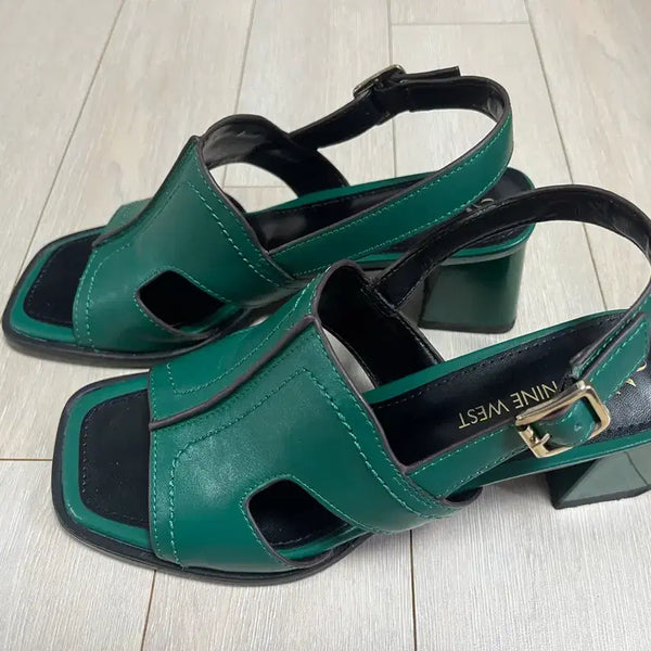 [BUNJANG] Nine West Italian Leather Sandals Green / 나인웨스트 이태리 소가죽 샌들 그린 240