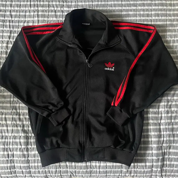 [BUNJANG] Adidas Black Red Track Top Jacket / [M] 아디다스 검빨 트랙탑 져지 자켓 집업
