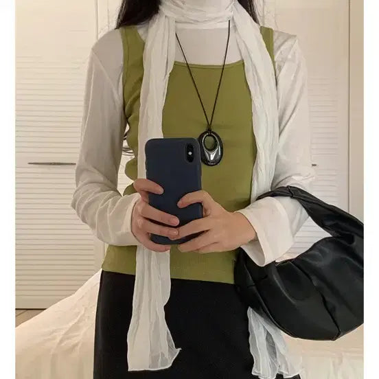 [BUNJANG] A Little Bit Scarf Charcoal / 어리틀빗 스카프 챠콜
