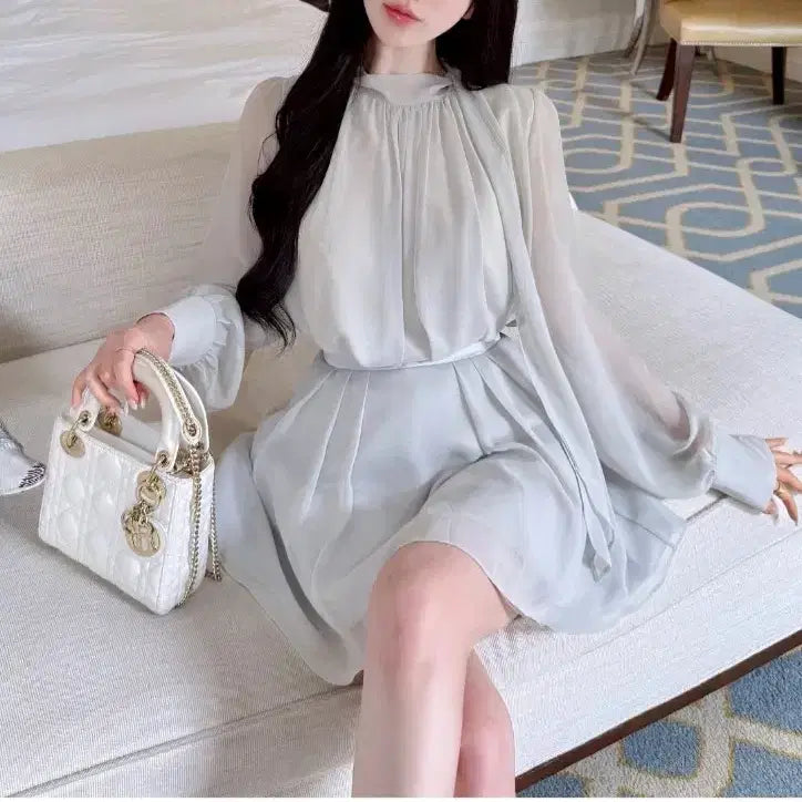 [BUNJANG] Mei Yoon Veil Silk Blouse White / 메이윤 베일 실크 블라우스
