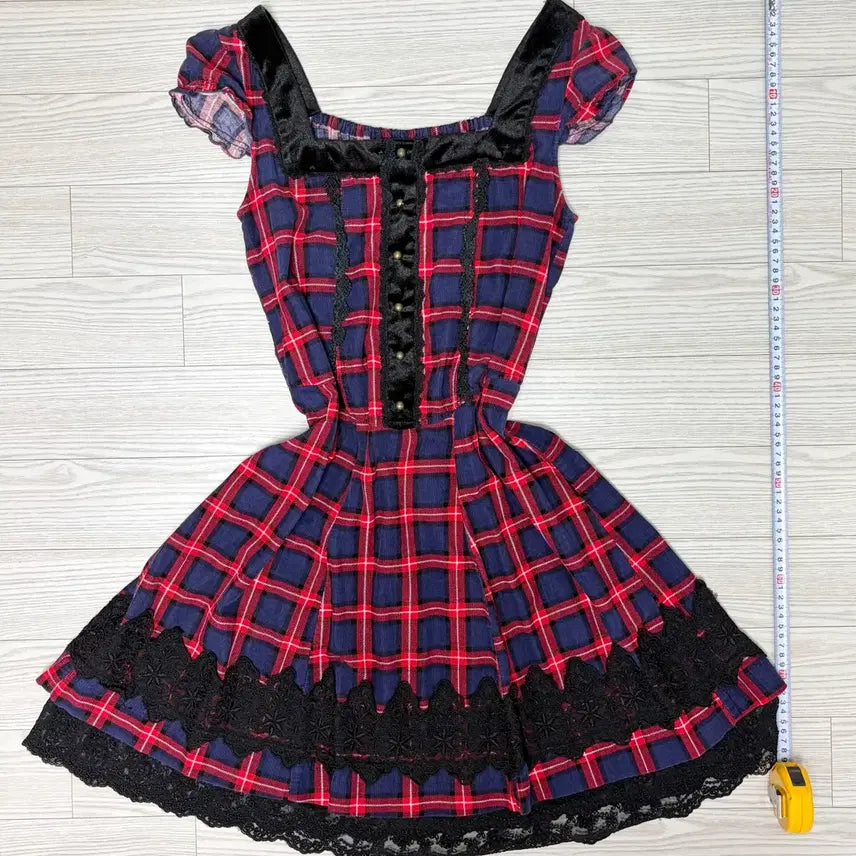 [BUNJANG] Axes Femme Gingham Check Lace Dress / axes femme 엑시즈팜 깅엄체크 레이스 원피스