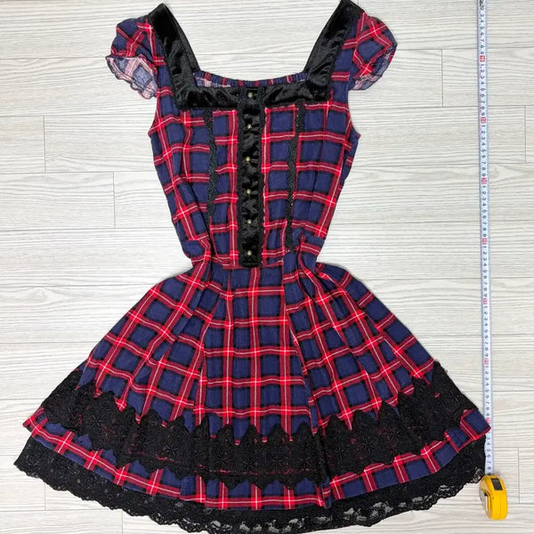 [BUNJANG] Axes Femme Gingham Check Lace Dress / axes femme 엑시즈팜 깅엄체크 레이스 원피스