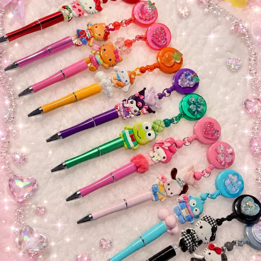 [BUNJANG] Retractable Badge Holder Ballpoint Pen with Random Charms / 릴홀더볼펜