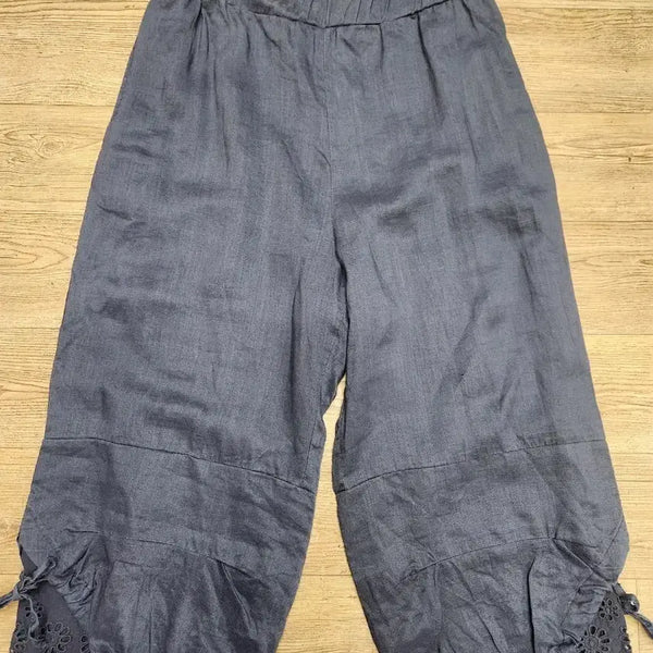 [BUNJANG] Lace Trim Tie-Waist Pants / 마밑단레이스묶음바지