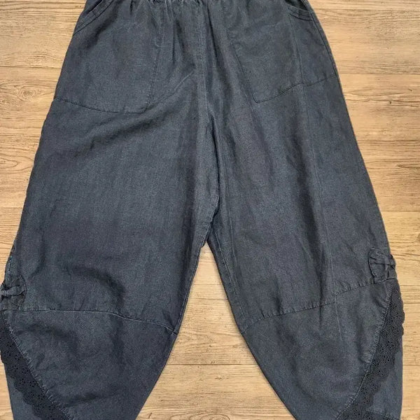 [BUNJANG] Lace Trim Wide Leg Pants / 마밑단레이스바지