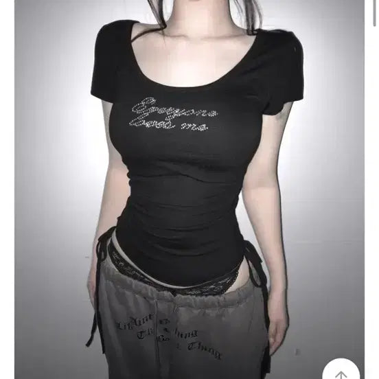 [BUNJANG] Glitter Short Sleeve T-Shirt / 에이블리 글리터 반팔티