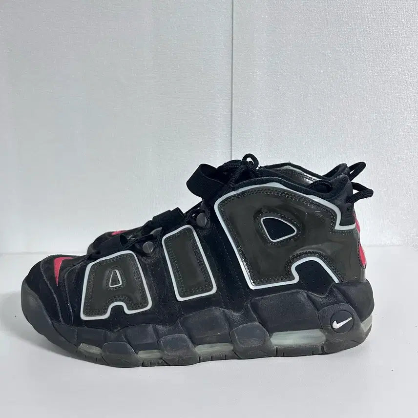 [BUNJANG] Nike Air More Uptempo 96 Black/Red Sneakers / 나이키 에어 모어 업템포 96 검빨(285)