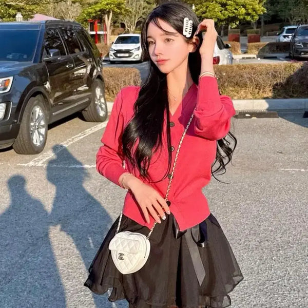 [BUNJANG] Meiyoon Cherry Pink Knit Cardigan / 메이윤 제작 촉감대박 가디건 체리핑크