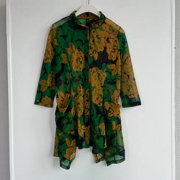 [BUNJANG] Karis Flower Pattern See-through Shirt / 카리스 플라워 패턴 시스루 셔츠
