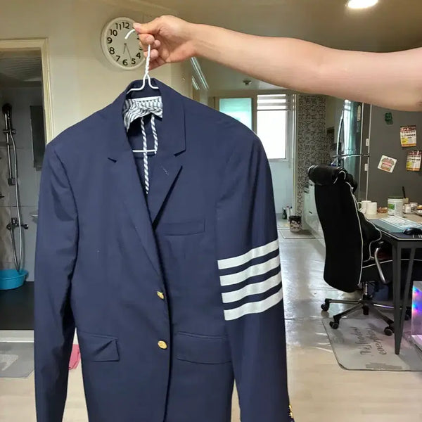 [BUNJANG] Thom Browne 4-Bar Gold Button Jacket Navy / (정품)톰브라운 4선 금장자켓 진네이비색