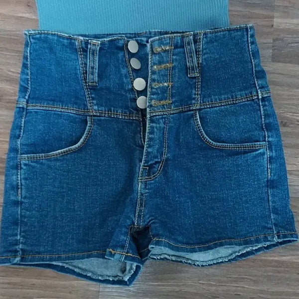 [BUNJANG] High-Waisted Denim Shorts / 하이웨스트 숏팬츠