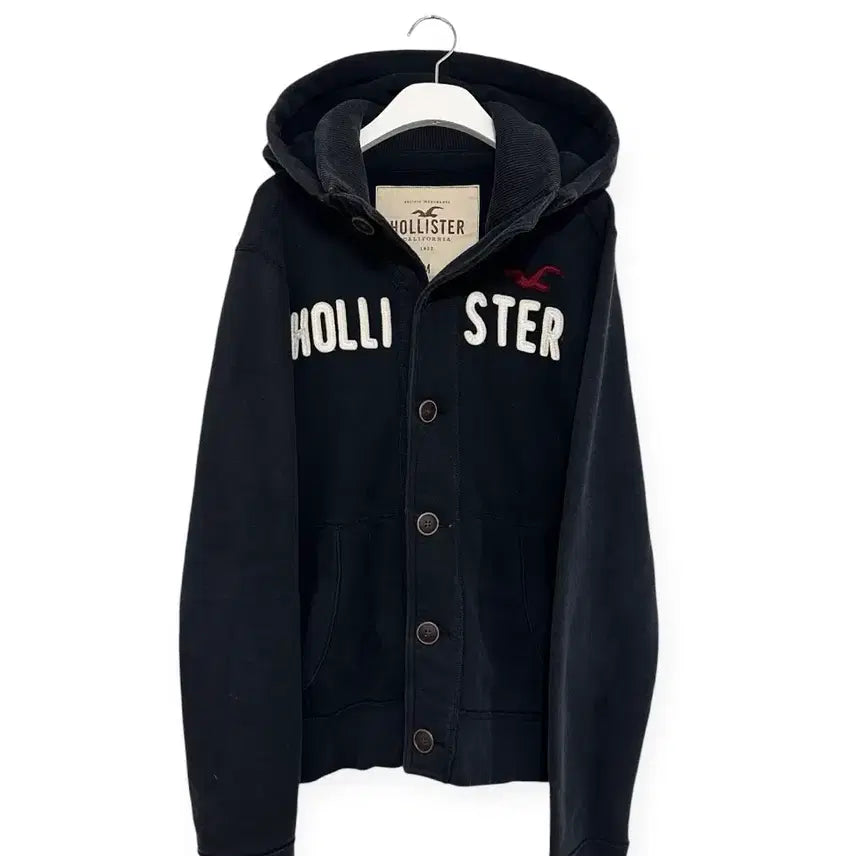 [BUNJANG] Hollister Y2K Navy Button Hoodie Zip-Up Jacket / 홀리스터 y2k 네이비 버튼 후드집업