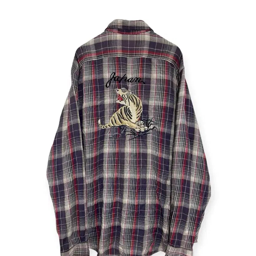 [BUNJANG] Polo Ralph Lauren Japan Tiger Embroidery Check Shirt XL / 폴로 랄프로렌 제펜 타이거 자수 체크셔츠