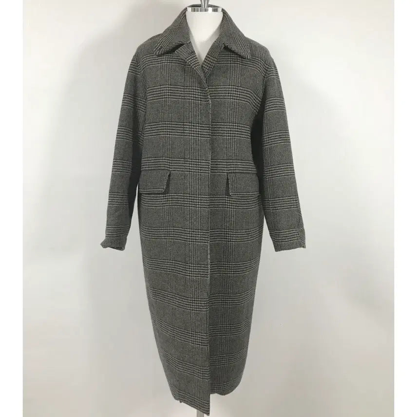 [BUNJANG] SYSTEM Women's Check Pattern Wool Coat / 시스템 여성 체크패턴울코트S호호상점 중