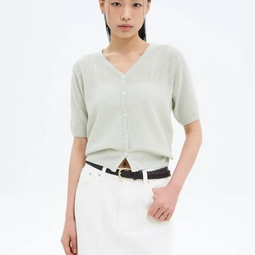 [BUNJANG] 8seconds Light Green Knit Cardigan - Size S / 에잇세컨즈 라이트그린 니트 가디건 S