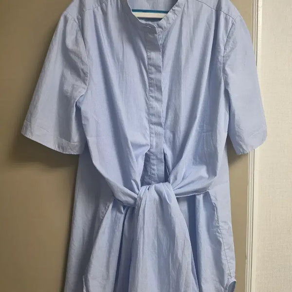 [BUNJANG] COS Cotton Short Sleeve Shirt with Ribbon Detail / COS 코스 셔츠 블루