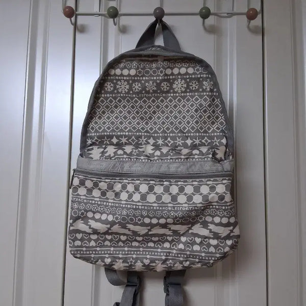 [BUNJANG] Lesportsac Rabbit Pattern Backpack Grey / 레스포색 백팩 회색 토끼 패턴 레스포삭가방