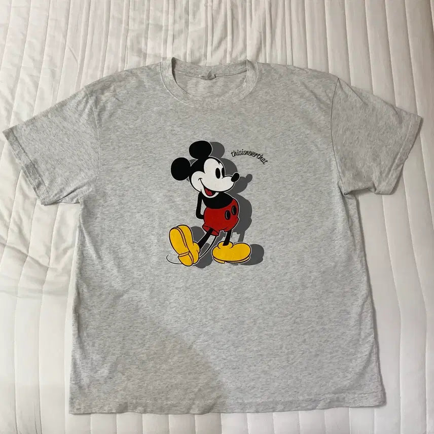 [BUNJANG] Thisisneverthat Disney Mickey Mouse Collaboration Light Grey T-shirt / [L] 디스이즈네버댓 미키마우스 디즈니 라이트 그레이