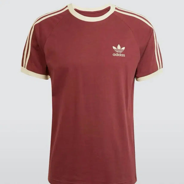 [BUNJANG] Adidas Burgundy Three-Stripe Short-Sleeve T-Shirt Size S / 아디다스 버건디 삼선 반팔 S