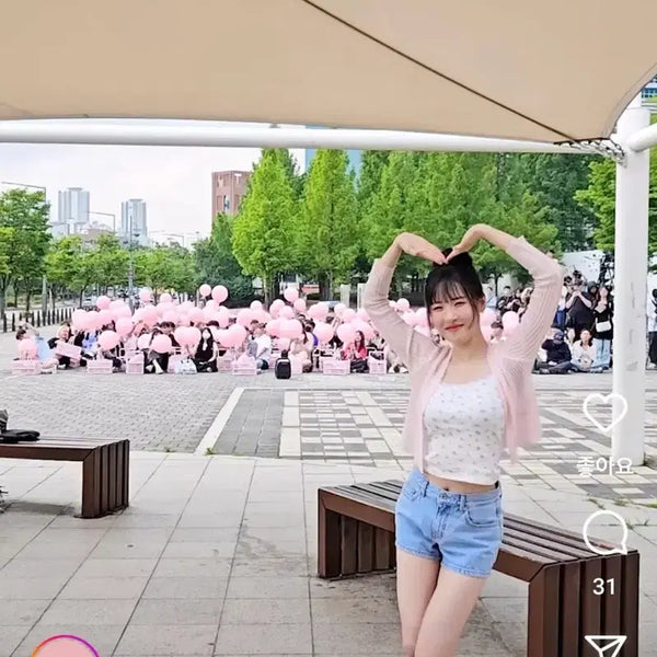 [BUNJANG] RAuN LUUDY Cardigan Set Pink / 랭앤루 루디 가디건 세트 핑크 선미 핑크 가디건 민소매 반바지 세트