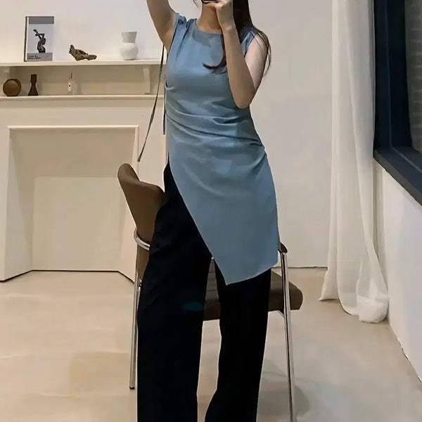 [BUNJANG] De More Shirring Sleeveless Blouse - Black / 드모어 셔링 나시 블라우스 - 블랙