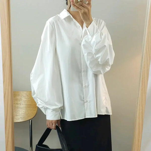 [BUNJANG] General Idea Women's Long-Sleeve Shirring Pleats Shirt / (F/새상품)제너럴아이디어 여성 긴팔 셔츠 셔링 플리츠