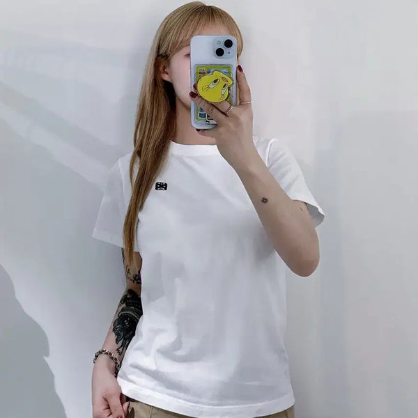 [BUNJANG] Satter Small Logo White T-Shirt / 세터 스몰로고 화이트 반팔