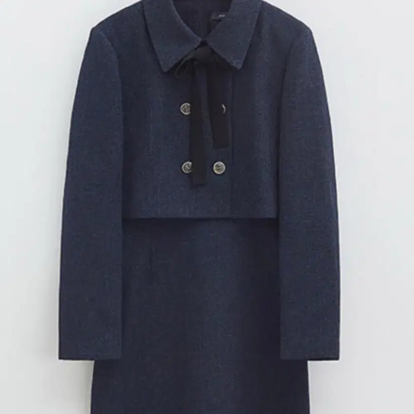 [BUNJANG] Navy Midi Dress with Ribbon Detail / 단정 원피스