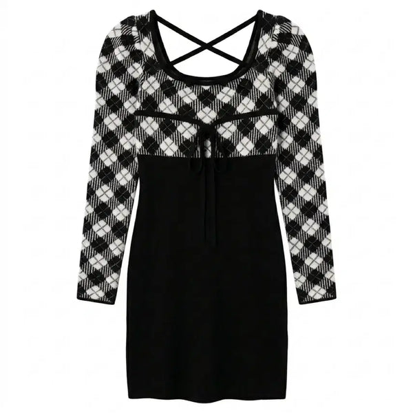 [BUNJANG] Apres Jour Cross Ribbon Knit Mini Dress / apres jour 크로스 리본 니트 미니 원피스 스나계 양산형 걸리 교판