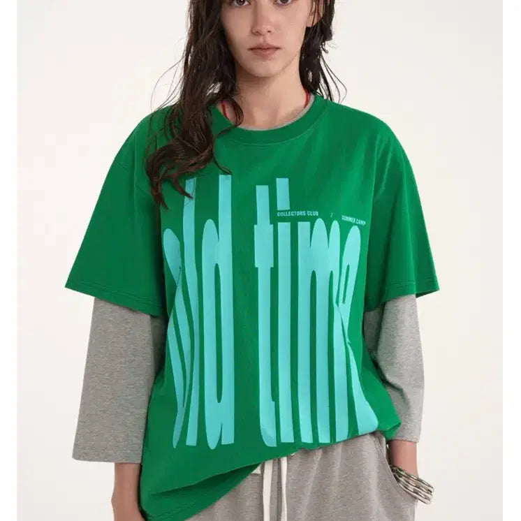 [BUNJANG] ESC STUDIO Old Time Green T-Shirt / ESC 스튜디오 올드타임 그린 반팔 티셔츠