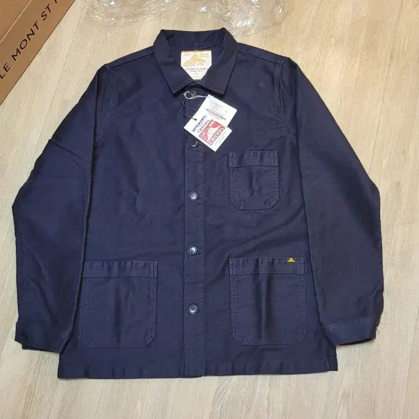 [BUNJANG] Le Mont Saint Michel Moleskin French Work Jacket Navy 48 / 르몽생미셸 몰스킨 프렌치 워크자켓 48 네이비 새상품