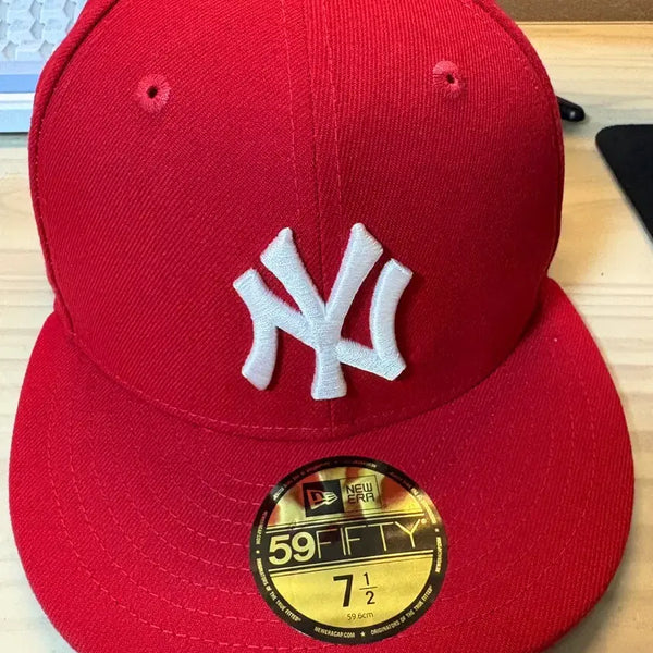 [BUNJANG] New Era Yankees Basic Fitted Cap Scarlet Red 7 1/2 (59.6cm) / 뉴에라 양키스 베이직 피티드캡 스칼렛 레드 712 (59.6cm)