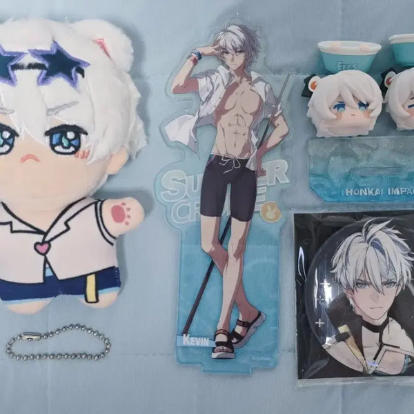 [BUNJANG] Honkai Impact 3rd Kevin Kaslana Acrylic Stand, Plush, Badge, Mini Figure Bundle / 붕괴3rd 케빈 카스라나 굿즈 아크릴,뱃지,피규어,누이 일괄