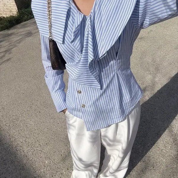 [BUNJANG] Lavissu Roar Dint Vivian Stripe Shirt (55) / 라비수 로아르 딘트 수입 비비안 스트라이프 셔츠 (55)