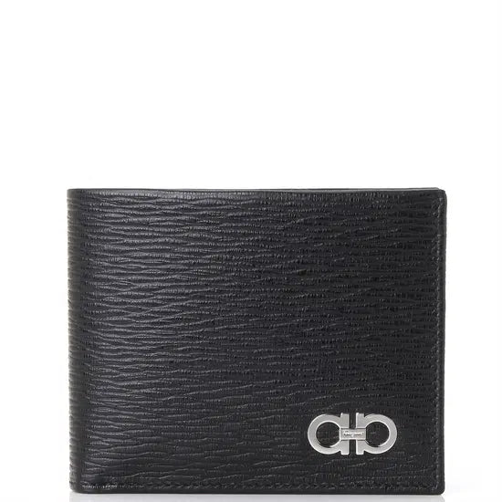 [BUNJANG] Salvatore Ferragamo Double Metal Bifold Wallet Black/Red Calf Leather / 페라가모 66-A063 0685957 블랙 레드 반지갑 새상품