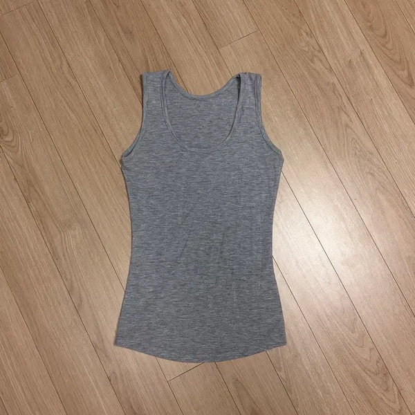 [BUNJANG] Gray Semi-Crop Tank Top / 회색 나시 세미크롭 나시