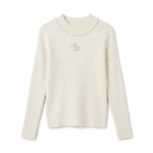 [BUNJANG] Ankruze Embroidered Pearl Knit / 앙크루즈 로고 자수 진주 펄 니트 양산형 지뢰계 스나계 걸리