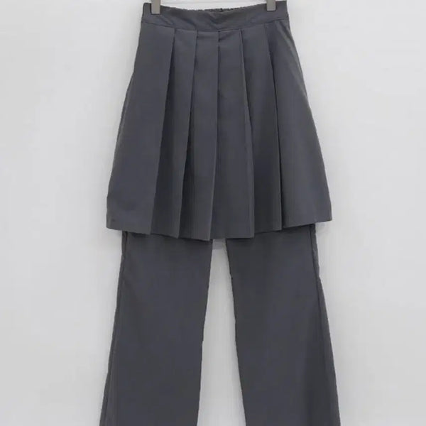 [BUNJANG] Rollei Pleated Skirt Layered Pants Grey / 롤라이 플리츠 스커트 레이어드 팬츠 그레이 긱시크 빈티지 모리걸 스트릿 니혼진 일브