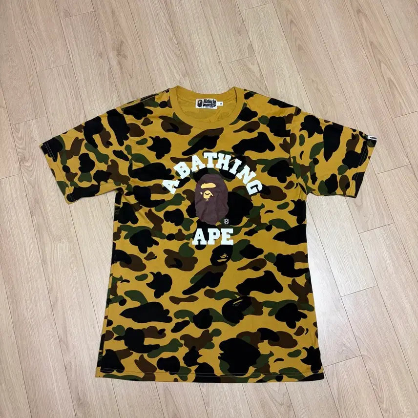 [BUNJANG] BAPE Yellow T-Shirt / 밀리터리 베이프 노란색 티셔츠 베이프 정품