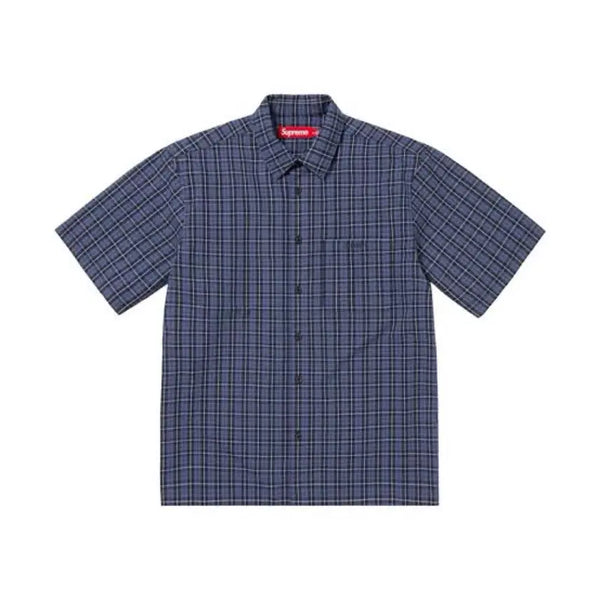 [BUNJANG] Supreme 24SS Mini Plaid Loose Fit Short Sleeve Shirt Navy / 슈프림 24SS 미니 플레이드 루즈핏 반팔 셔츠 네이비 뉴진스 해린 착용