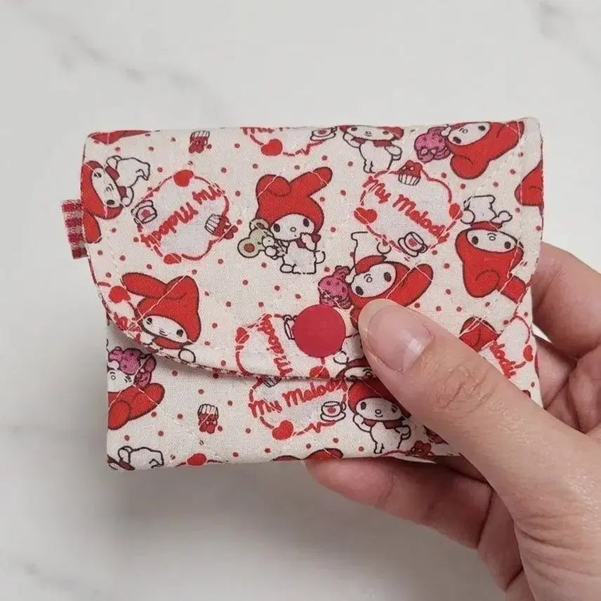 [BUNJANG] My Melody Quilted Snap Card Holder / 마이멜로디 누빔  카드지갑