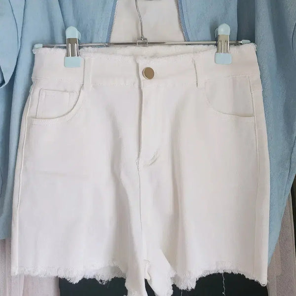 [BUNJANG] White Cotton Spandex Tassel Shorts / S25-26흰색면스판태슬숏팬츠보세반바지