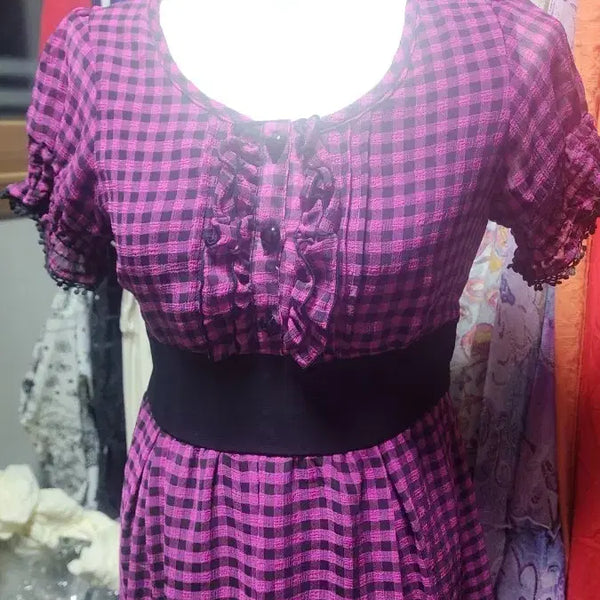[BUNJANG] Y2K Punk Look Check Frill Mini Dress / 트랄라라 오네갸루 히메갸루 갸루깔 캐캐체깔 나나깔 y2k 펑크룩 체크 프릴원피스 일본빈티지
