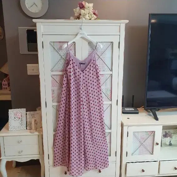 [BUNJANG] Zara Polka Dot Sleeveless Maxi Dress Pink / 자라  땡땡이 민소매 롱원피스 핑크/55-날씬66