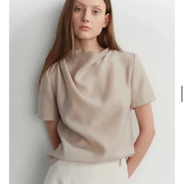 [BUNJANG] IA Cowl Neck Blouse Beige / 이아 카울넥 블라우스 베이지