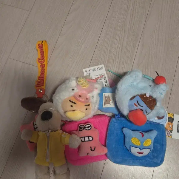 [BUNJANG] Wallace & Gromit Plush Keychain Pouch Set / 월레스와 그로밋 인형 키링 파우치 세트