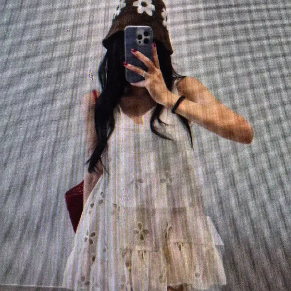 [BUNJANG] Ivory Sleeveless Mini Dress with Lace Detail / (해외배송)아이보리 민소매 원피스