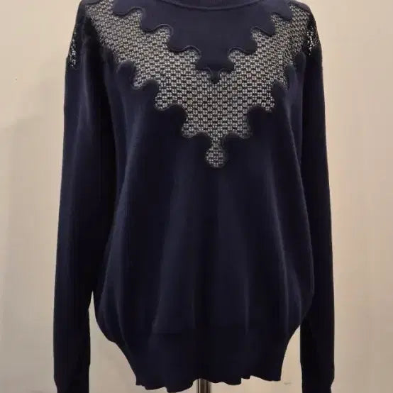 [BUNJANG] Sandro Navy Lace Detail Knit Sweater / 산드로 니트